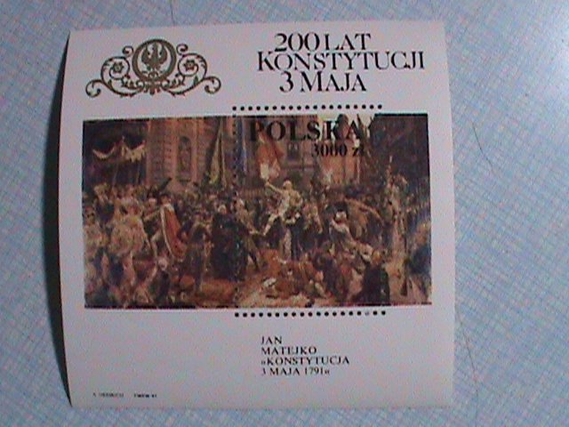 1991 POLAND 200 ANNIVERSARY SOUVENIR SHEET.MNH