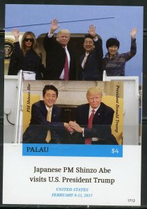 PALAU  JAPANESE PM SHINZO ABE VISTS US PRESIDENT TRUMP IMPERF S/SHEET MINT NH