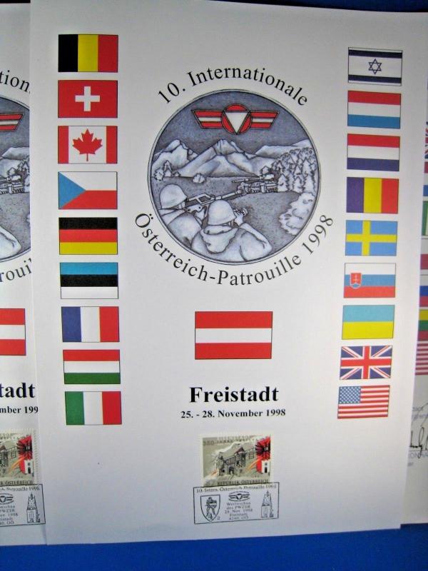 AUSTRIAN PATROL - 10th (1998) & 15th (2004) CELEBRATIONS FDC, MAGAZINE, & FD PAN