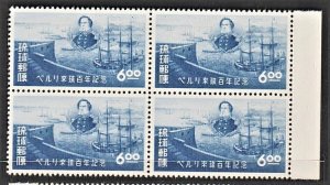 Ryukyus 1953 Perry at Naha, Okinawa (6Yn, B/4 w Right Marg) MNH CV$12