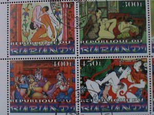 RURUNDA-1999-FAMOUS NUDE ARTS PAINTING-CTO FULL SHEET-VF-1ST DAY FANCY CANCEL