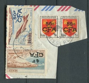 FRENCH COLONIES; REUNION 1960 AIRMAIL issue USED PIECE 500/100Fr +