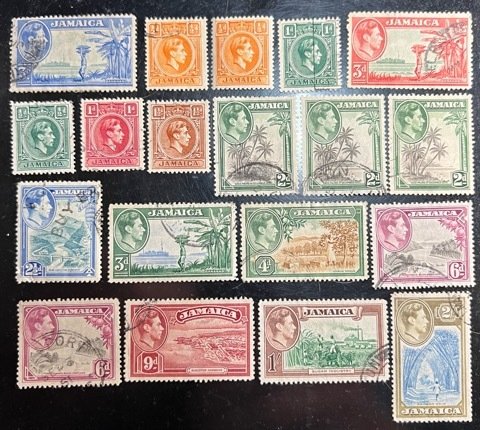 Jamaica Scott# 116-26,119a,119b,123a,140,148,148*NH,149,152 F/VF Used  Cat$11.15