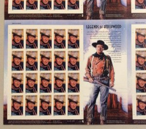 John Wayne 37 Cent Uncut Press Pane of 6 Complete Sheets of 20 Postage Stamps Ea