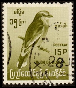 Burma 181 - Used - 15p Indian Roller (Perf 13.5) (1964) (cv $0.45)