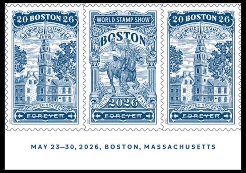 US 6029-6030 6030b Boston World Stamp Show F footer strip 3 MNH 2025 after 9/1