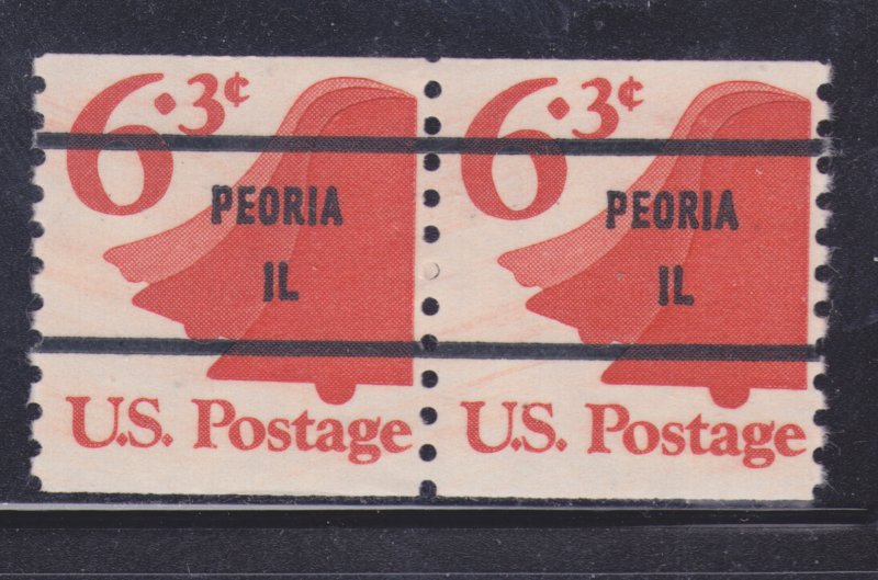 MNH US Bureau Precancels: IL; Peoria #1518a–81 6.3¢ Bell Coil Pair