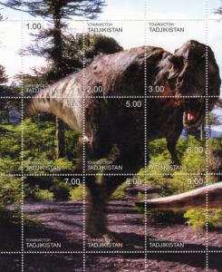 Tajikistan 1999 DINOSAURS Sheetlet Composite Perforated (9) MNH