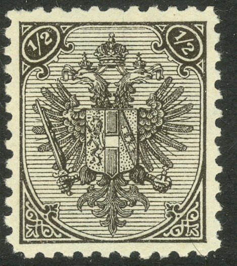 BOSNIA AND HERZEGOVINA 1894 1/2k Black Arms P.10 1/2 Sc 1a,SG119 MH