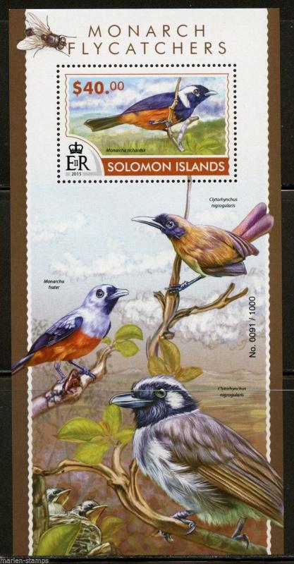 SOLOMON ISLANDS 2015 FLYCATCHERS   SOUVENIR SHEET   MINT NH