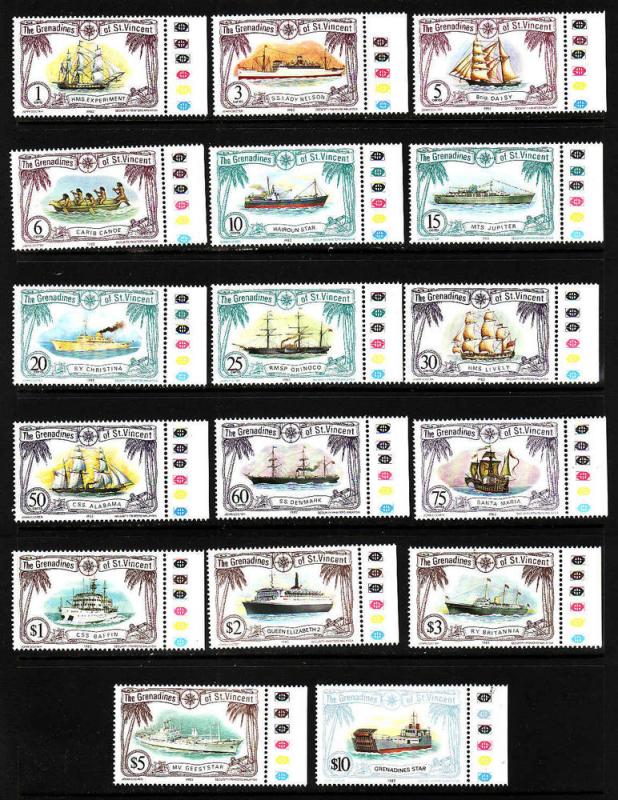 D3-St. Vincent Grenadines-Scott#222-38-Unused NH set-Ships-1