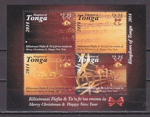 Tonga, 2014 issue. Christmas sheet/4. Music Notes shown.