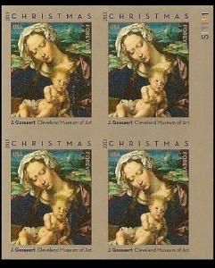 US 4815b Christmas Virgin & Child imperf NDC plate block 4 MNH 2013