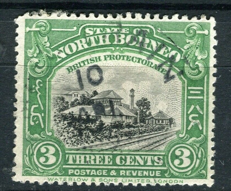 NORTH BORNEO; 1920s early pictorial issue fine used 3c. value Postmark