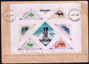 Lundy 1961 Europa Overprint on Millenary issue Horses S/S FDC Private
