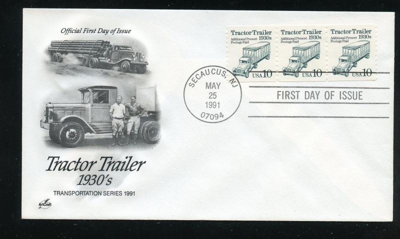 US 2457 Transportation Issue 10c Tractor Trailer 1930's UA ArtCraft cachet FDC 