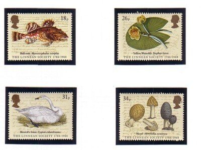 Great Britain Sc 1201-1204 1988 Linnean Society stamp set mint NH