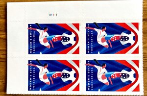 US 2023 SC#5754 Women's Soccer Stamps Plate Block/4 MNH
