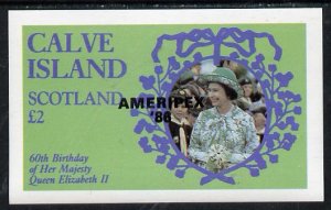 CALVE IS - 1986 - Q.E.II, AMERIPEX Black o/p -De Luxe Sheet-M. N. H.-Local Issue