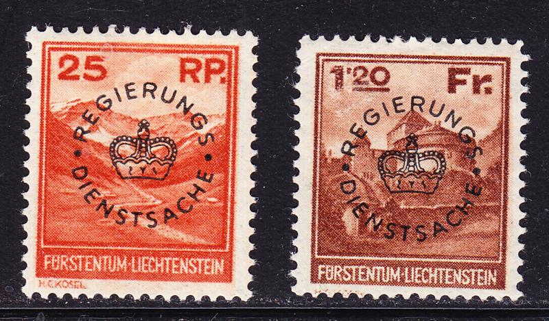 Liechtenstein 1933 Officials Scott No.O9-O10 Zum. No.D9-D10 VF/Mint