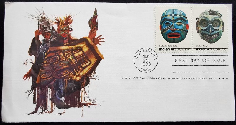 U.S.A. Indian Art 1980 Postmaster of America First Day Cover
