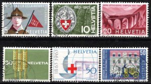 Switzerland Scott # 422 - 427, used