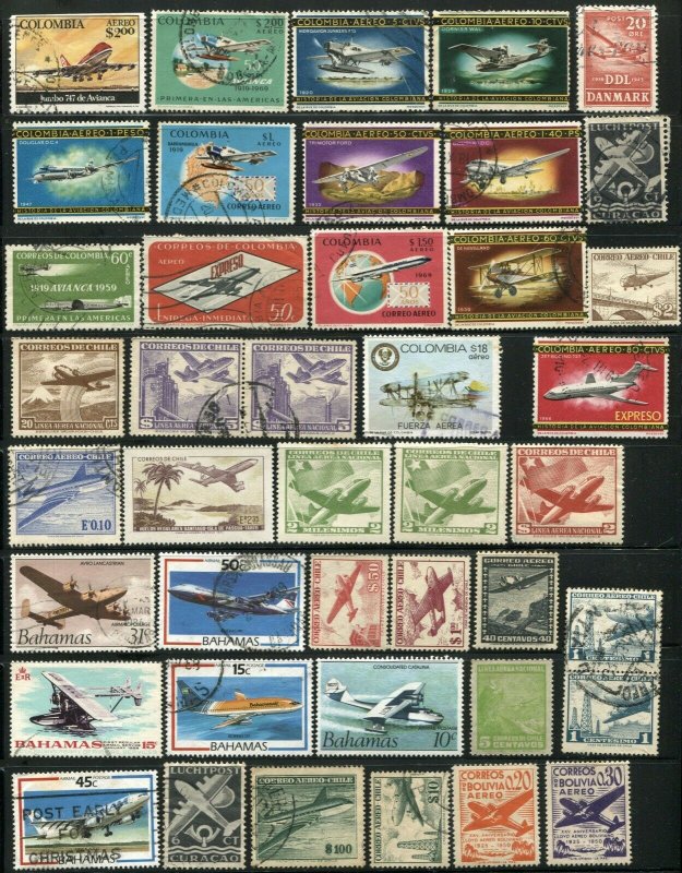 Worldwide Airmail Postage Stamp Collection Planes Aero Post Mint Used