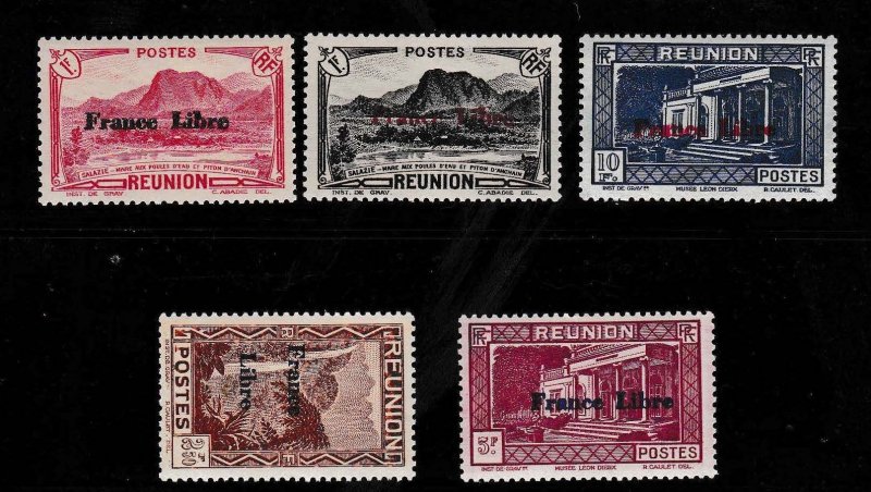 France Reunion 1943   'France Libre' Overprint set (22) VF/VLH (*) ...