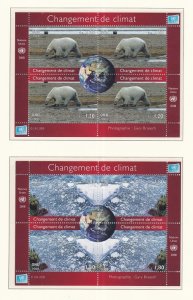 United Nations Geneva  #492-493  MNH  2008 sheets climate change x2