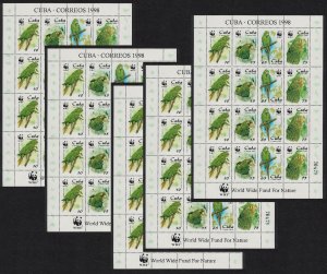 Caribic Birds WWF Parakeet 5 Sheetlets A 1998 MNH SC#3961-3964