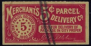 1890 Merchant's 5c Parcel Delivery Co. Read