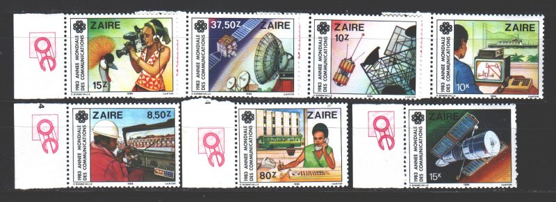 Kinshasa. 1984. 846-52. Year of communication satellite Ostrich fauna. MNH.