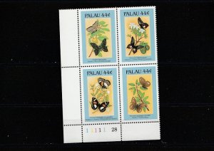 Palau  Scott#  121Ef  MNH  Block of 4  (1987 Butterflies)