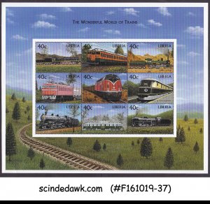 LIBERIA - 1999 THE WONDERFUL WORLD OF TRAINS / RAILWAY MIN. SHEET MNH