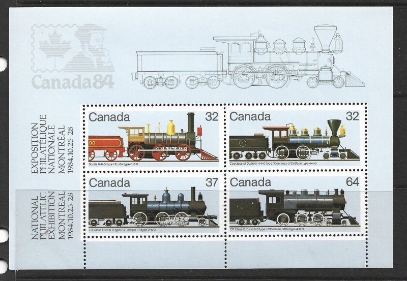 CANADA - 1984 LOCOMOTIVES SERIES 2 SOUVENIR SHEET - SCOTT 1039a - MNH