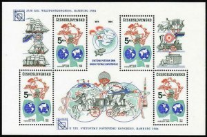 Czechoslovakia 2517b sheet,MNH.Michel Bl.59. 1984 UPU Congress,EXPO.Transport.