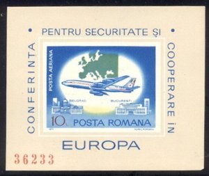 ROMANIA #C212 var Mint NH - 1977 10 l Jet Plane S/S