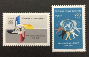 Turkey 1970 #1865-6, U.N. Emblem, MNH.