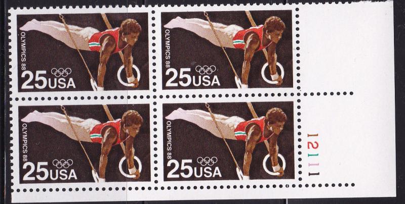 United States 1988 Summer Olympics, Seoul Korea Plate Number Block (4) VF/NH