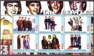 Ivory Coast 2003 Music Rock Band The Beatles (I) Sheet MNH