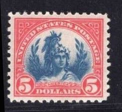 US STAMPS #573 $5 MINT OG H LOT #78839-23