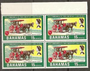 BAHAMAS 283 MNH 1968 15c HORSE-DRAWN SURREY Block