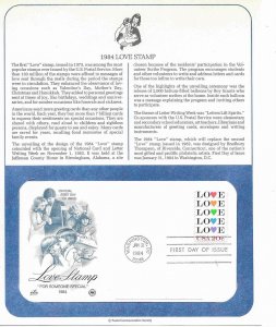 1984 Love Stamp Sc 2072 FDC info page For Someone Special PCS ArtCraft cachet