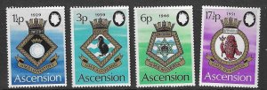 ASCENSION SG154/7 1972 ROYAL NAVY CRESTS MNH