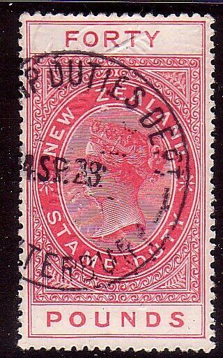 NEW ZEALAND 1880 LONG TYPE STAMP DUTY £40 used.............................31895