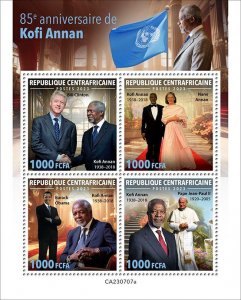 C A R - 2023 - Kofi Annan - Perf 4v Sheet - Mint Never Hinged