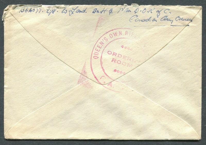 CANADA WWII MILITARY COVER F.P.O. CANCEL