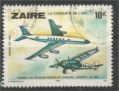 ZAIRE, 1978, used 10k Aviation, Scott 898