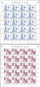 FAROE ISLANDS LOT OF 18  EUROPA COMPLETE SHEETLET SETS OF TWENTY  STAMPS MINT NH 