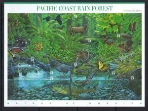 Scott #3378a-j 33c Pacific Coast Rain Forest F VF MNH - Pane of 10